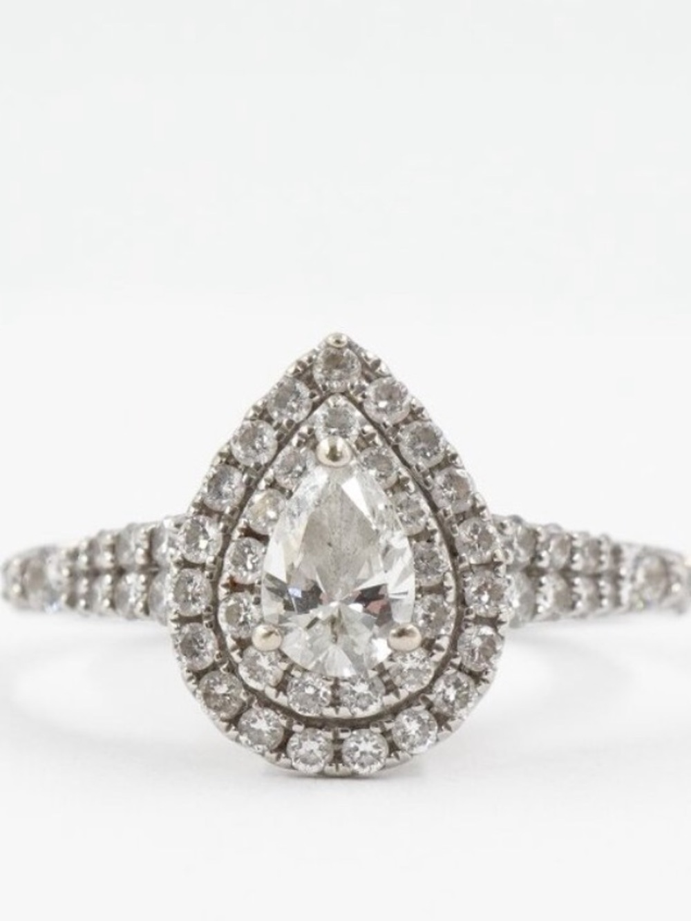 Zales Enchanted Disney Ariel Pear Shaped Engagement Ring Natural Diamonds Sz 7